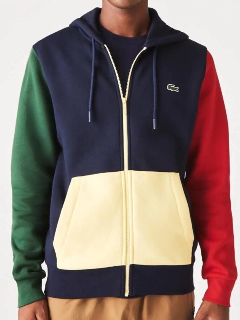 Lacoste | Men’s Colorblock Full Zip-Up Hoodie Sweatshirt | Size Medium